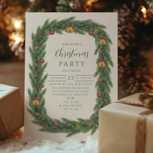Convite Natal Clássico de Sineta de Sempre Verde