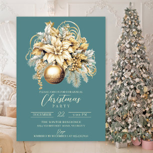 Convite Natal clássico e elegante do luxo de ouro