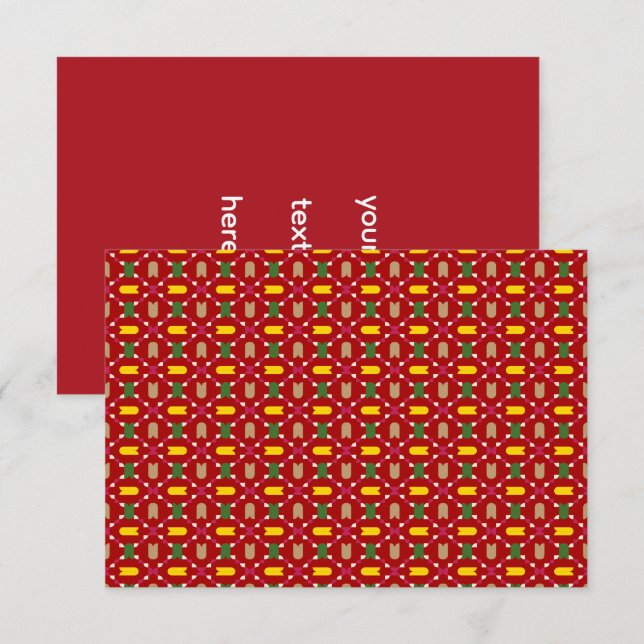 Convite Natal Clássico Vermelho e Verde Geométrico Sem Cos (Frente/Verso)