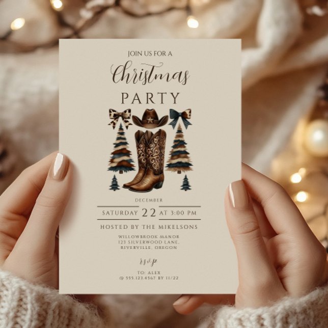 Convite Natal com Arco Western Cowgirl (Criador carregado)