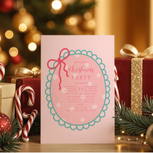 Convite Natal com Bolinhas Rosa