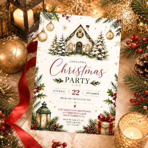 Convite Natal com Cabana Nevada, Frutas de Azevinho e Bola