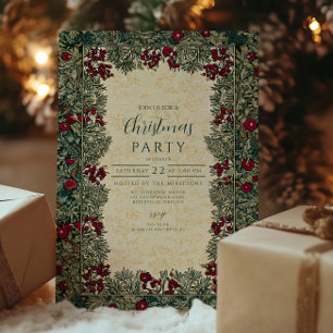 Convite Natal com Folhagem Botânica Vintage