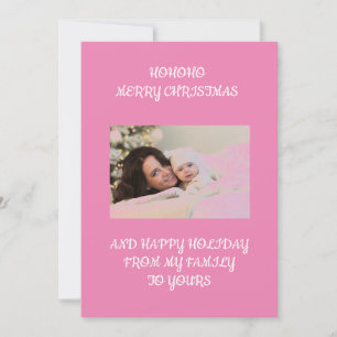 Convite Natal com foto personalizada rosa