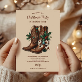 Convite Natal com Laço e Botas Western