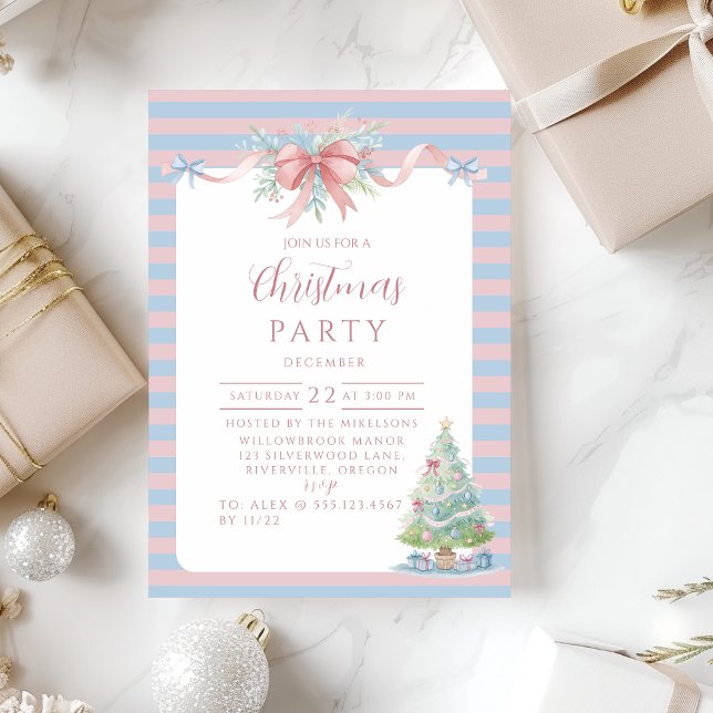 Convite Natal com Listras de Doces Pastéis (Criador carregado)