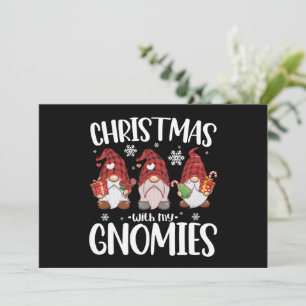 Convite Natal Com Meus Gnomos Búfala Xadrez Vermelho Gnome