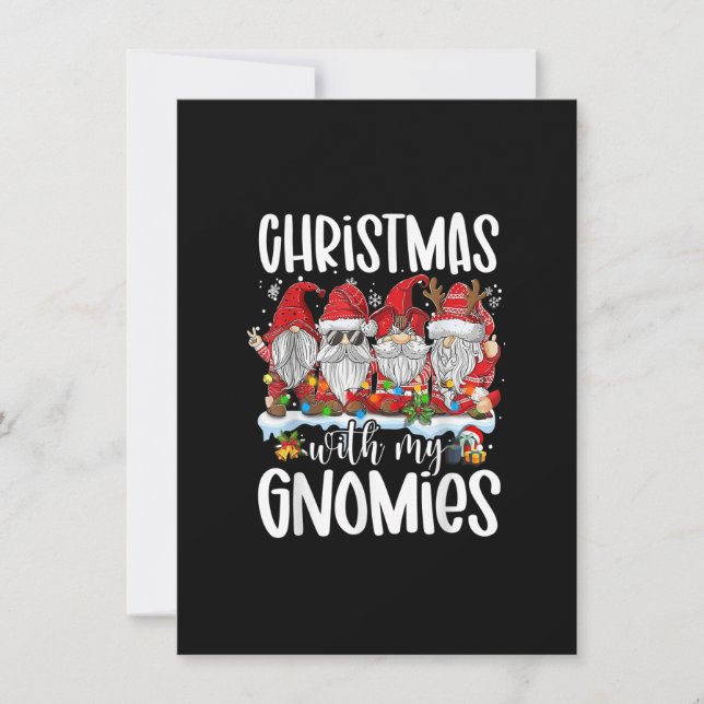 Convite Natal Com Meus Gnomos Engraçados Homens do Gnomo V (Frente)