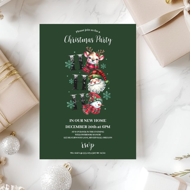 Convite Natal com Papai Noel e Amigos em Xadrez Retrô (Criador carregado)
