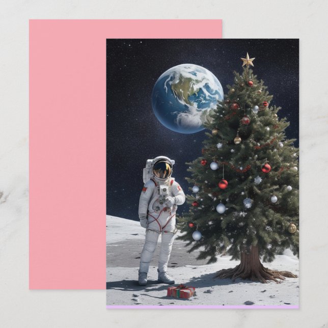 Convite Natal com tema espacial (Frente/Verso)