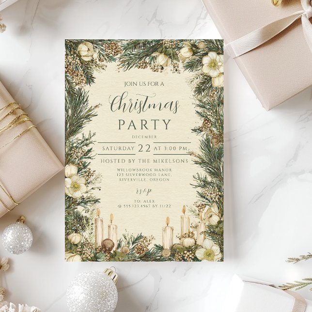 Convite Natal com Vela de Pinha Rústica (Criador carregado)