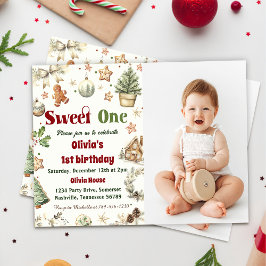 Convite Natal Cookie Sweet Uma Foto De primeiro aniversari