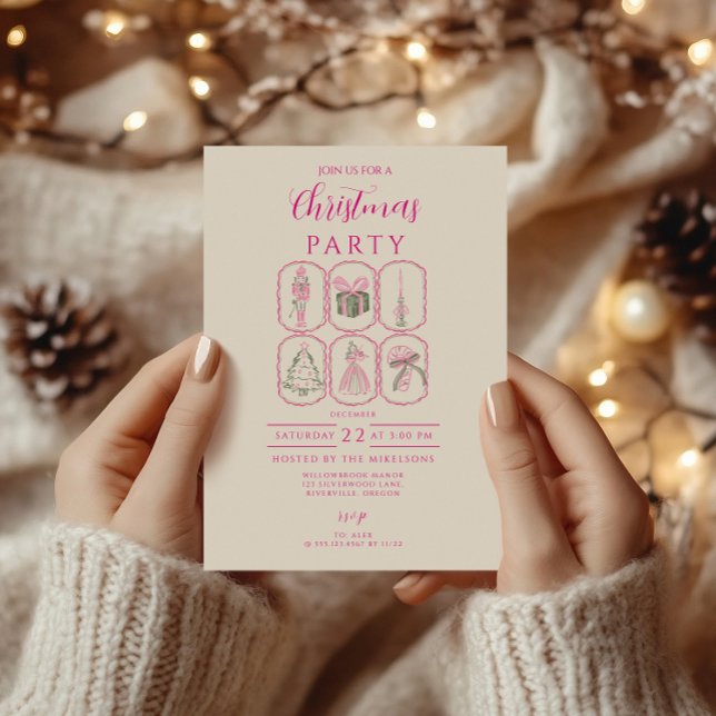 Convite Natal Coquete Espremedor Rosa (Criador carregado)