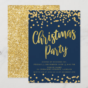 Convite Natal corporativo do Glitter do Marinho Dourado