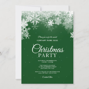 Convite Natal Corporativo Elegante Verde e Branco com Floc