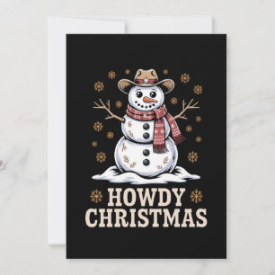 Convite Natal Cowboy Boneco de Neve Ocidental Inverno Xmas