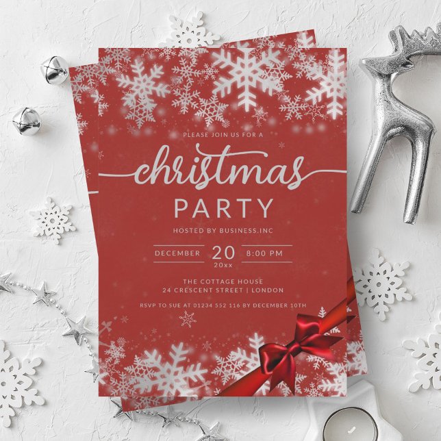 Convite Natal da Companhia das Maravilhas Silver Red Winte (Silver Red Winter Wonder Company Christmas Invitation)