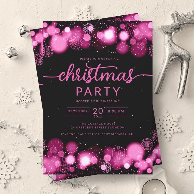 Convite Natal da Companhia Wonderland de Inverno Rosa Quen (Hot Pink Winter Wonderland Company Christmas Invitation)