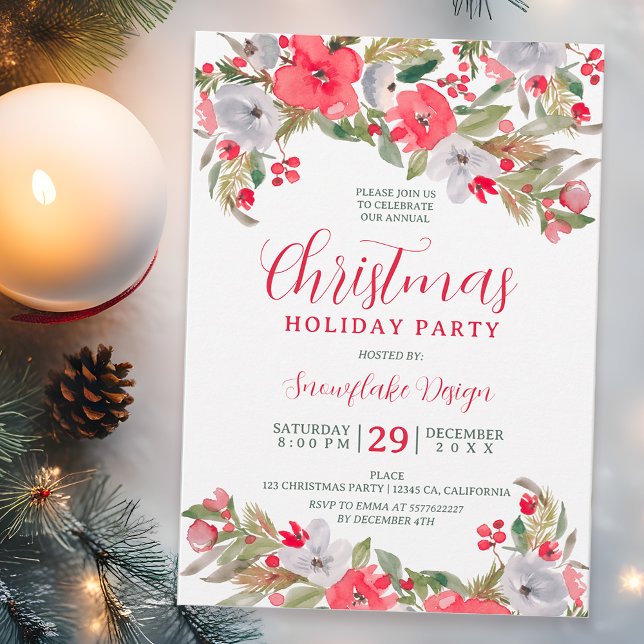 Convite Natal da empresa russa de negócios vermelhos (Rustic green red business corporate Christmas Invitation)