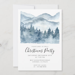 Convite Natal da Floresta de inverno com Aquarela