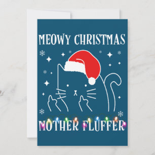 Convite Natal da Gata Mãe Fluffer Gato Divertido Natal