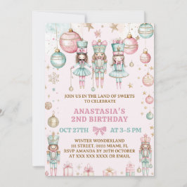 Convite Natal da Quebradora de Nozes Menina Rosa Aniversár