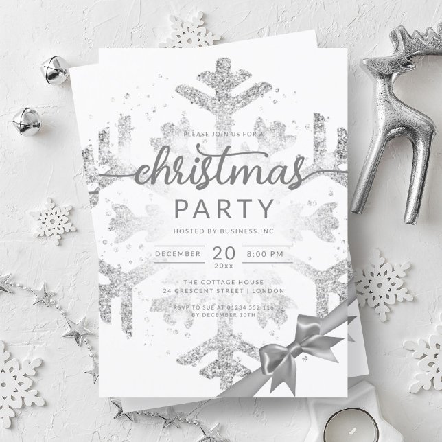 Convite Natal da Silver Winter Glitter Snow Company (Silver Winter Glitter Snow Company Christmas Invitation)