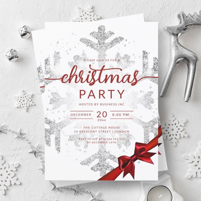 Convite Natal da Silver Winter Glitter Snow Company (Silver Winter Glitter Snow Company Christmas Invitation)