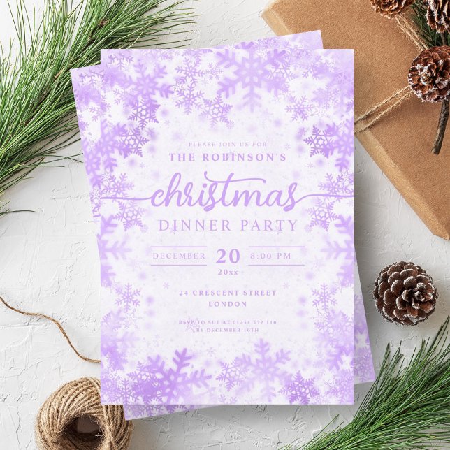 Convite Natal da Terra Marinha de inverno Roxo Moderno (Modern Purple Winter Wonderland Christmas Invitation)