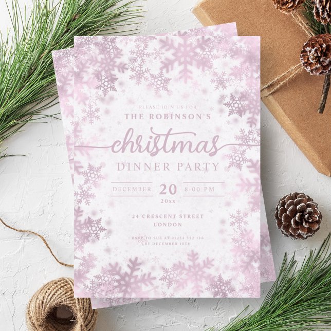 Convite Natal da Terra Marinha do Inverno da Rosa Moderna (Modern Rose Gold Winter Wonderland Christmas Invitation)
