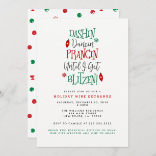 Convite Natal da troca do vinho de Dashin Dancin Prancin