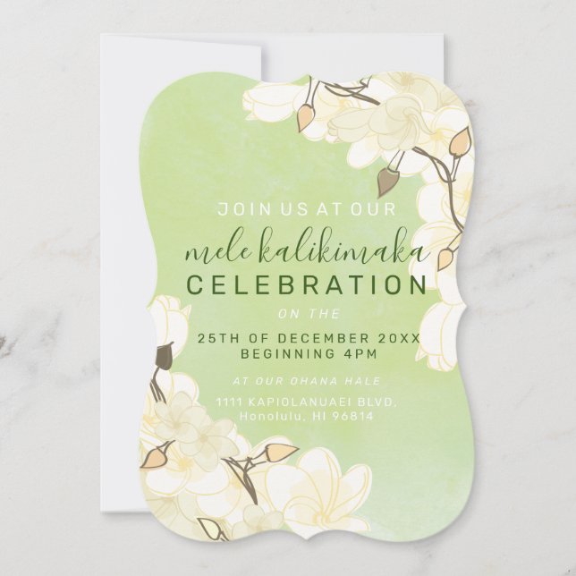 Convite Natal das Flores Brancas do Sol Soft Havaiano: Ver (Frente)