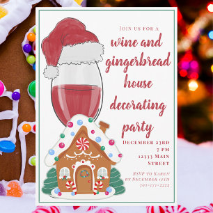 Convite Natal das Mães com Vinho e Decoração de Casa de Pã