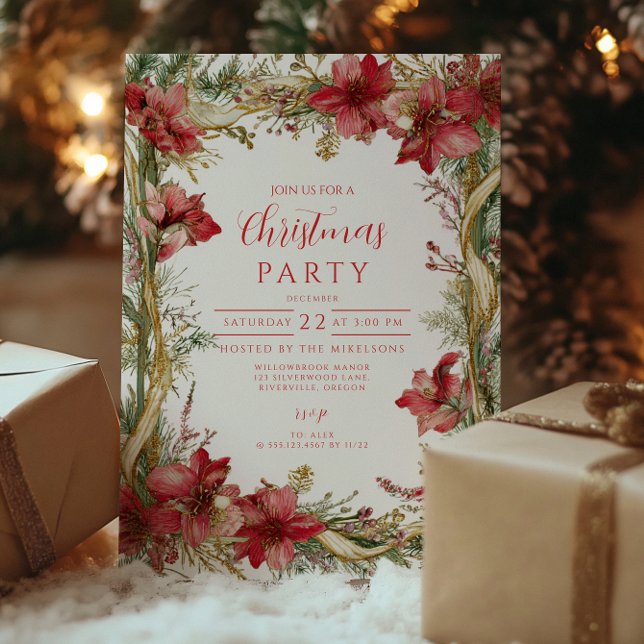 Convite Natal de Amarílis Vermelha (Criador carregado)