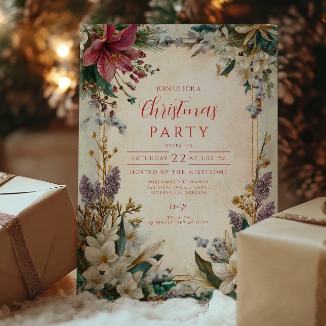 Convite Natal de Amarílis Vermelha (Criador carregado)
