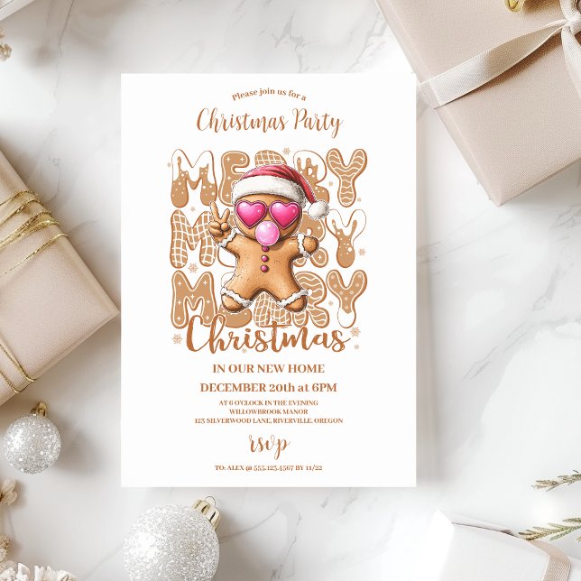 Convite  Natal de Biscoito de Gengibre Fofo  (Criador carregado)