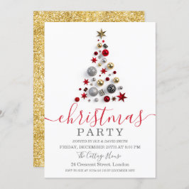 Convite Natal de Férias da Árvore Vermelha Dourada moderna
