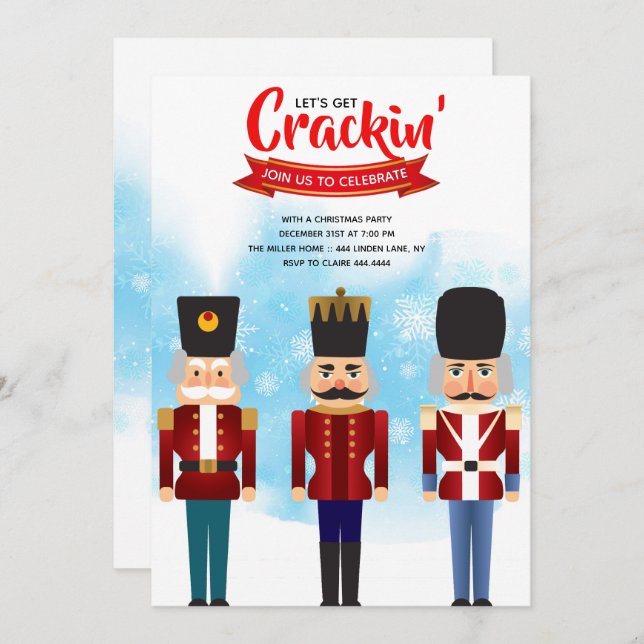 Convite Natal de Férias Nutcracker (Frente/Verso)
