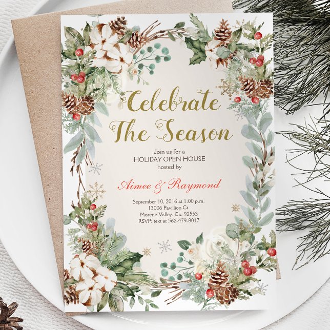 Convite Natal de inverno Celebra a estação aberta (Criador carregado)