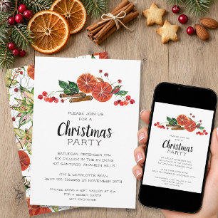 Convite Natal de Laranja Elegante e Canela