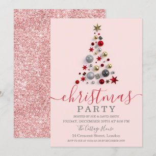 Convite Natal de Natal de Árvore Baleeira Dourada do Rosa 