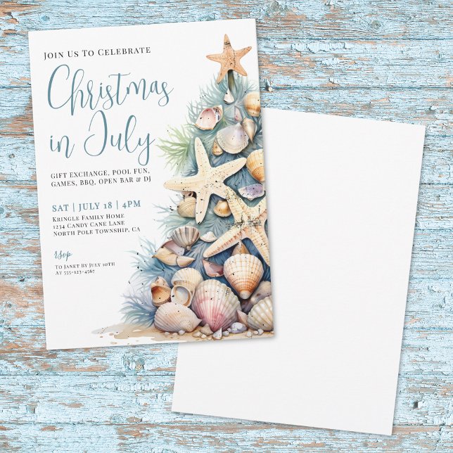 Convite Natal de Praia em Julho (Beach Christmas In July Invitation)