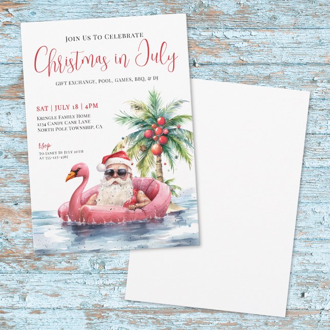 Convite Natal De Praia Tropical Em Julho (Tropical Beach Christmas In July Invitation)