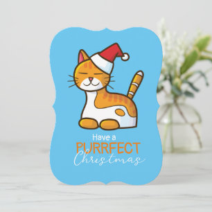 Convite Natal de Puro Gato Laranja Personalizável