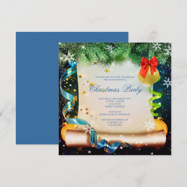 Convite Natal decorativo como o Natal (Frente/Verso)