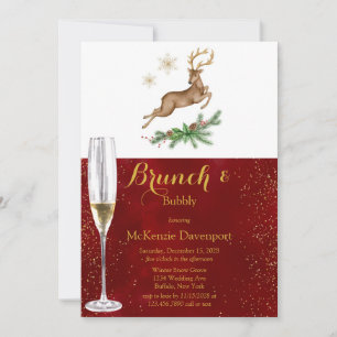 Convite Natal Deer Antler Burgundy Dourado Brunbble