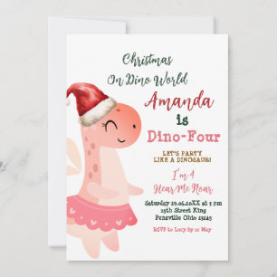 Convite Natal Dino-Quatro no aniversário da Dino World Gir