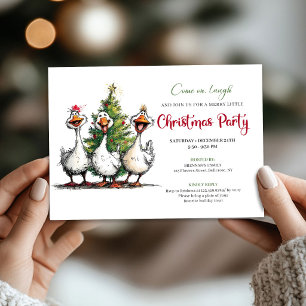 Convite Natal Divertido Excêntrico Ganso Fantasia Festa