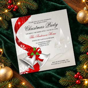 Convite Natal do Elegante Red Loop Silver