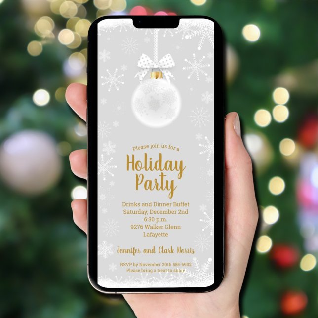 Convite Natal do Ornamento do Floco de Neve Elegante (Elegant Snowflake Ornament Christmas Invitations - INSTANT DOWNLOAD and/or PRINTED)